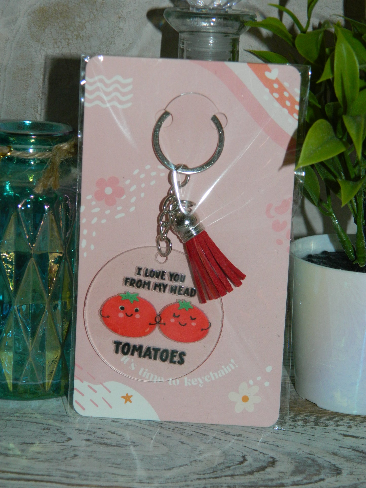 I Love You From My Head Tomatoes" Keychain 🍅❤️