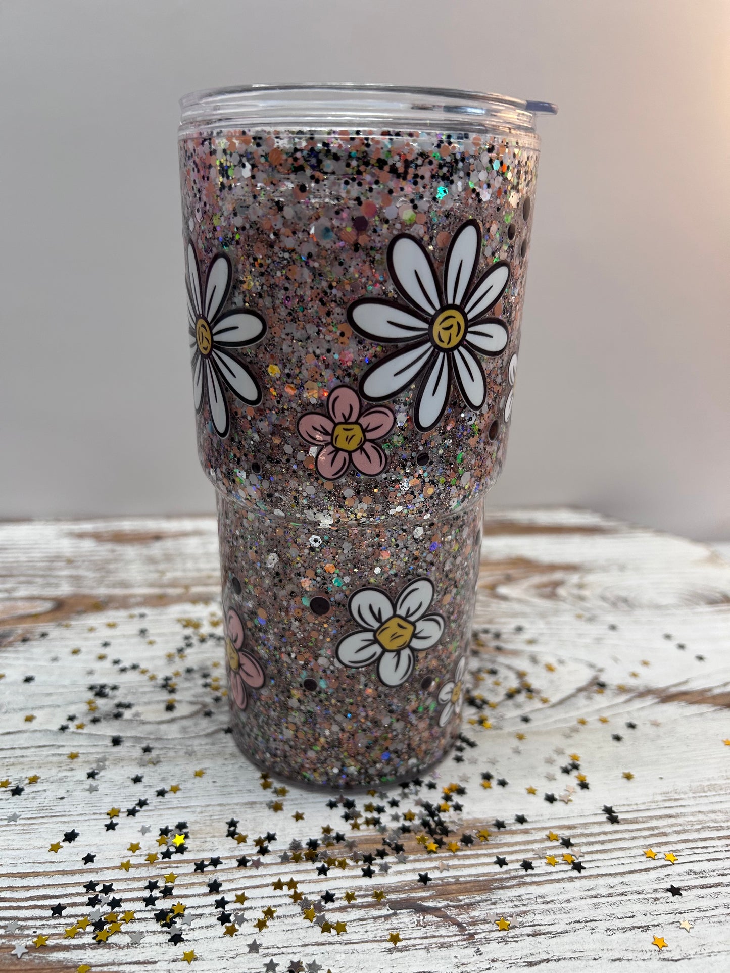 🌼Smiley Daisy Glitter Tumbler 🌼