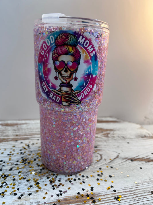 🌟✨ GOOD MOMS TUMBLER – 18oz Snowglobe Acrylic Cup ✨🌟
