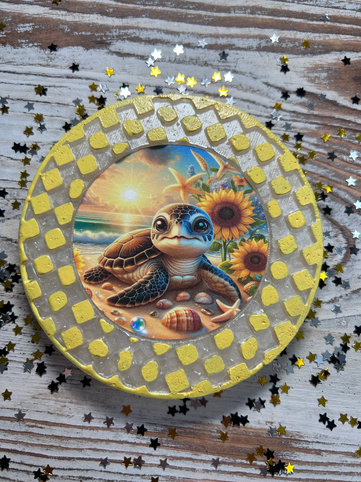 🐢🌞  Sun-Kissed Turtle Car Freshie – Peach Rings Scent 🍑✨