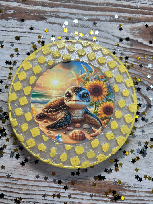 🐢🌞  Sun-Kissed Turtle Car Freshie – Peach Rings Scent 🍑✨