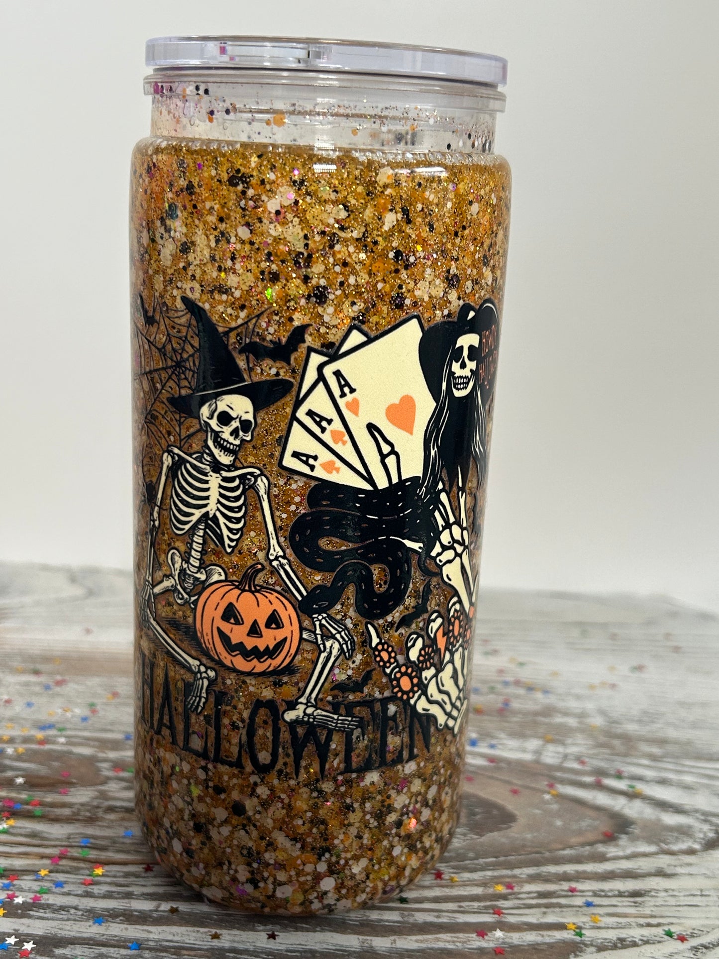 🎃💀 Halloween Glitter Tumbler – Spooky Limited Edition! 🕸️✨